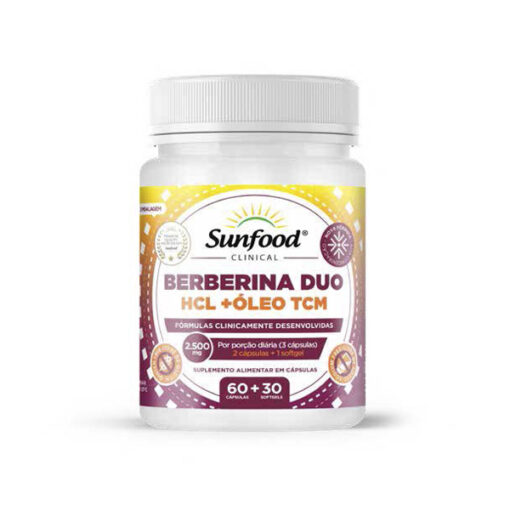 Berberina duo HCL + Óleo TCM 2500mg Cápsulas +  Softgels